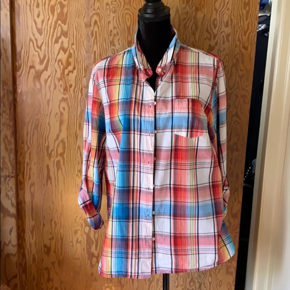 Cotton plaid L/S blouse